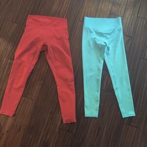 Royal Change Sydney Cummings Active Leggings - Red and Light Teal